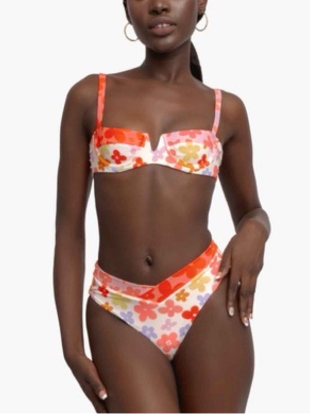 NWT 2 pc Set Blackbough Floral Underwire Top and High Waist Bottom Bikini Small